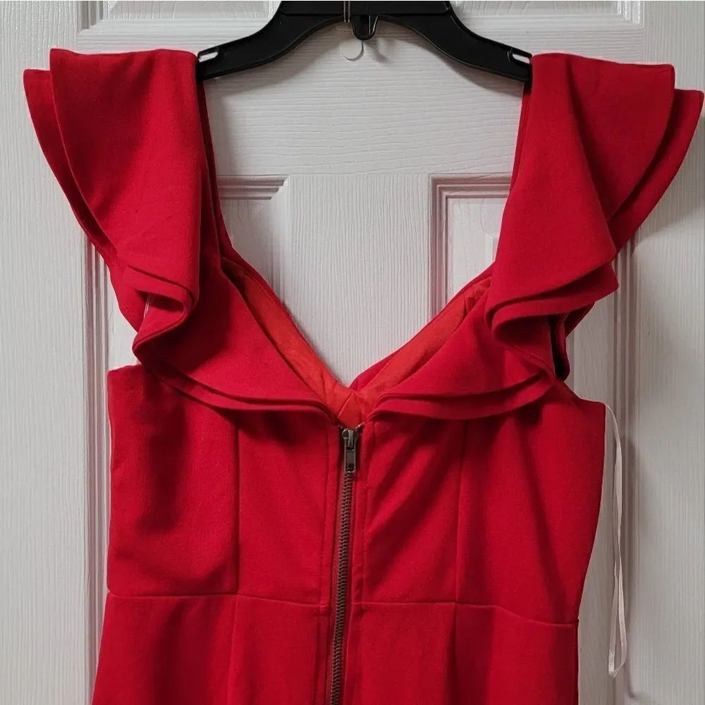 Hello Molly Red Ruffle Slit Dress 8 - Picture 7 of 9